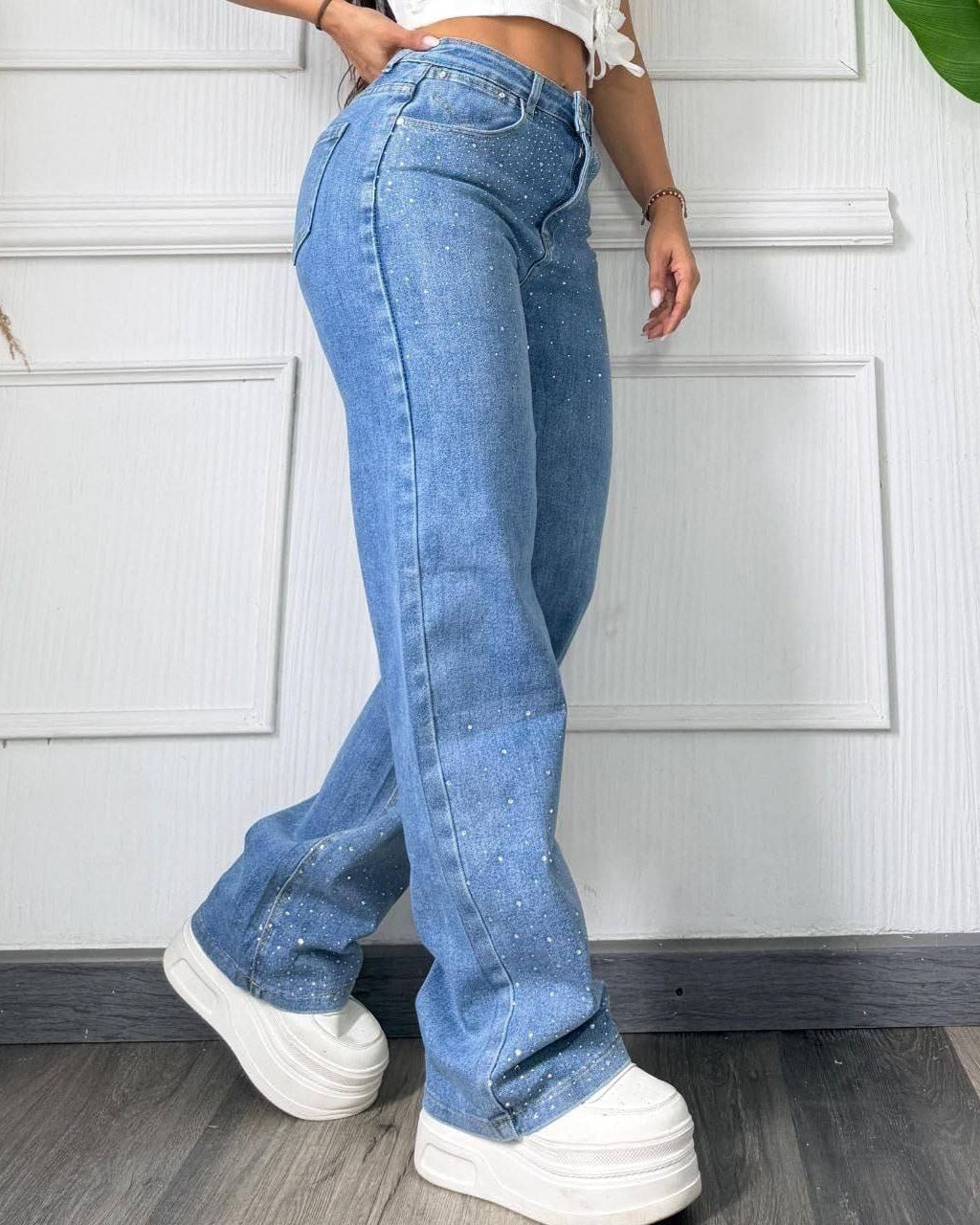 Jean Baggy Mujer con Brillos
