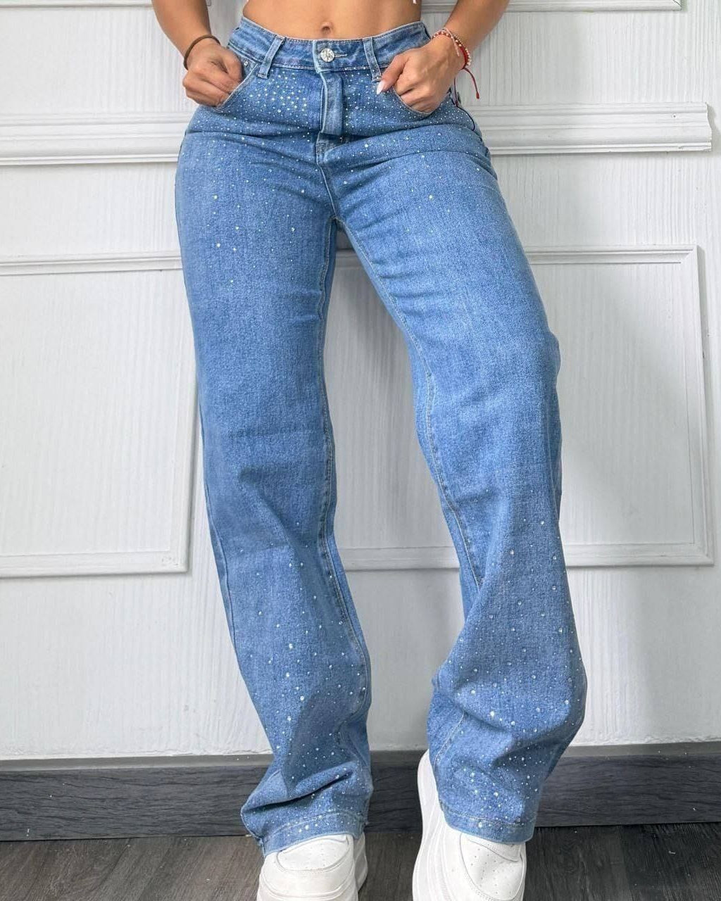 Jean Baggy Mujer con Brillos