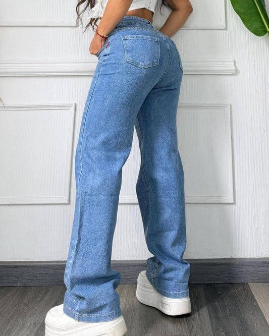 Jean Baggy Mujer con Brillos