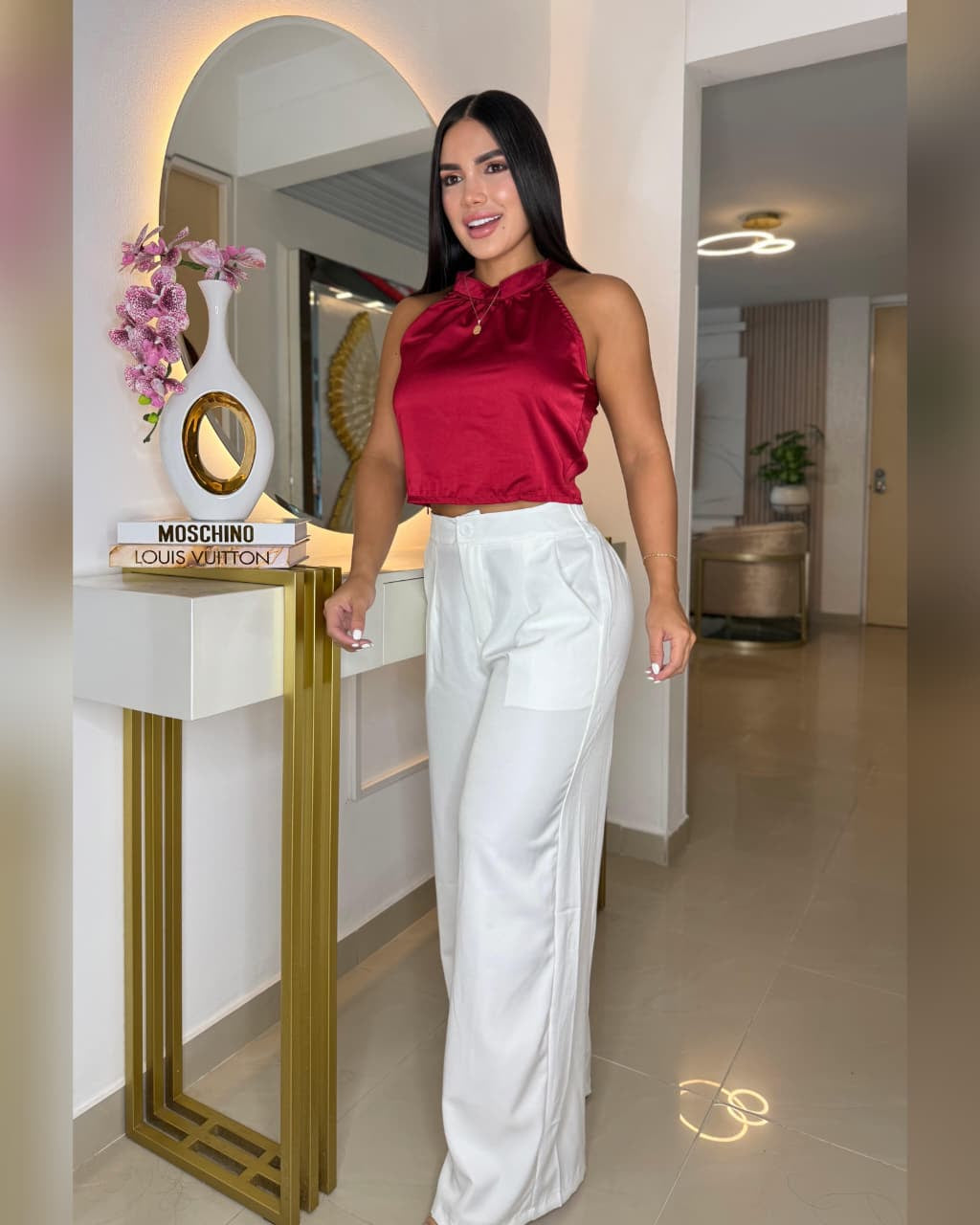 Top Halter y Pantalón Palazzo
