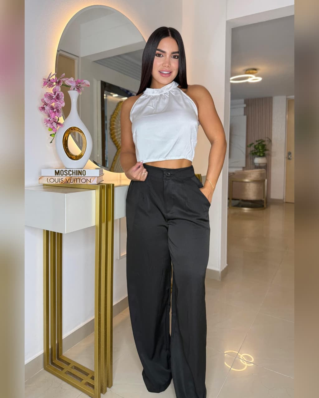 Top Halter y Pantalón Palazzo