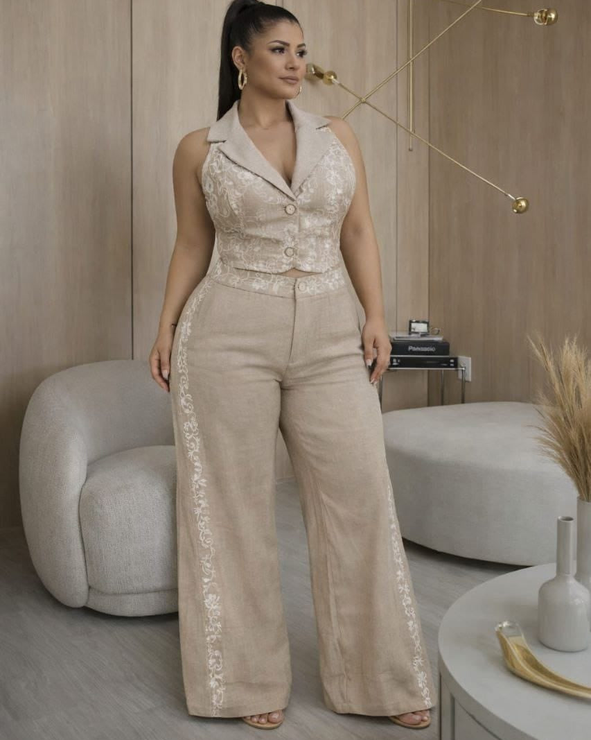 Conjunto Chaleco Bordado