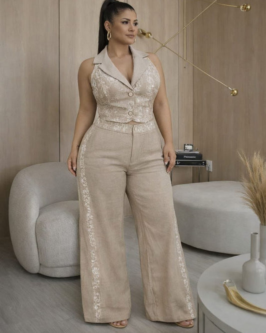 Conjunto Chaleco Bordado