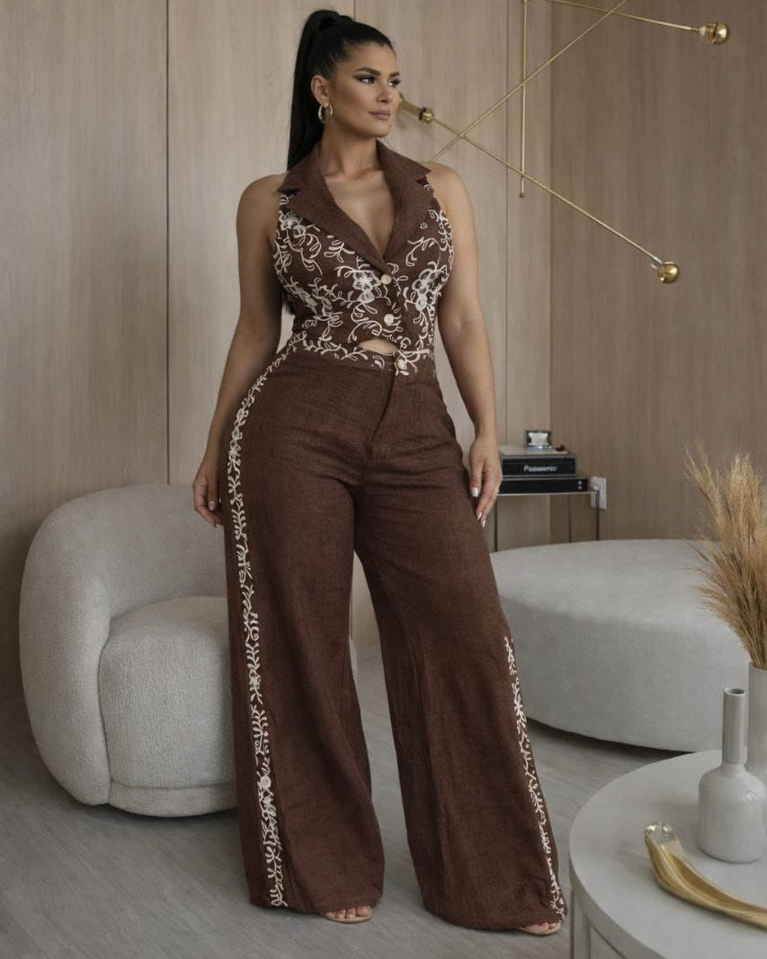 Conjunto Chaleco Bordado