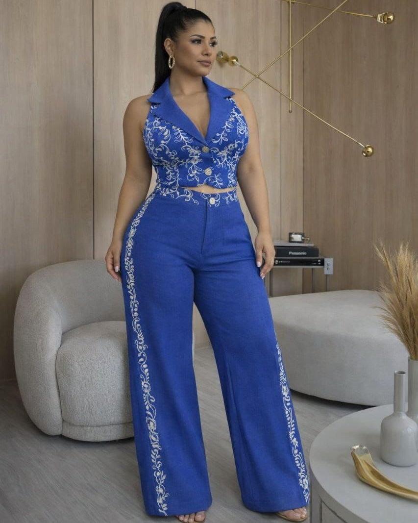Conjunto Chaleco Bordado